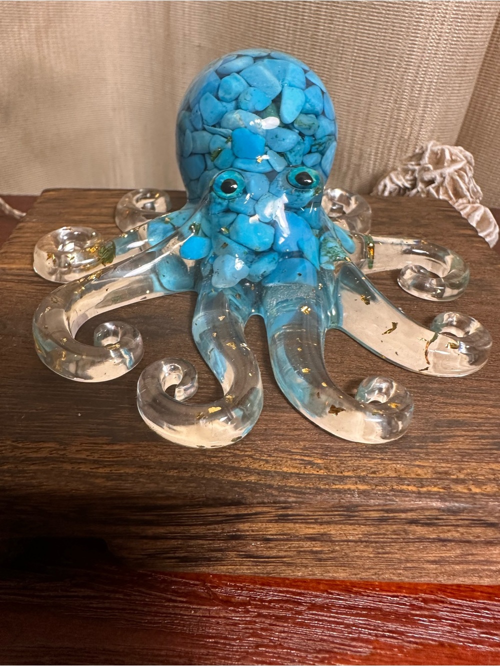Resin and Blue Crystal Chips Octopus Figure - Picture 4 of 16
